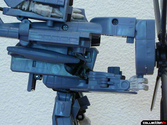 Decepticon Blackout- robot mode (rotor weapon attached, close-up)