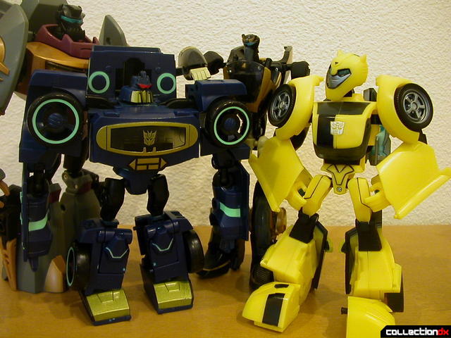 scaling issues (from left- Grimlock, Soundwave, Prowl, and Bumblebee)