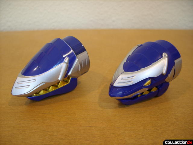 Gosei Blaster- fake (L) and real (R) Shark Headder