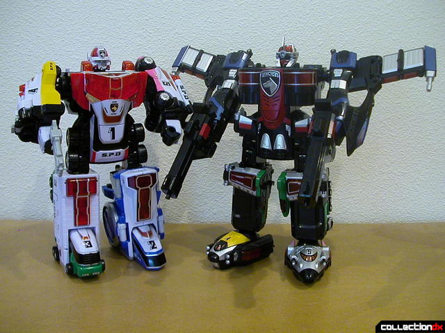 DX DekaRanger Robo (left) and DX DekaWing Robo (right)