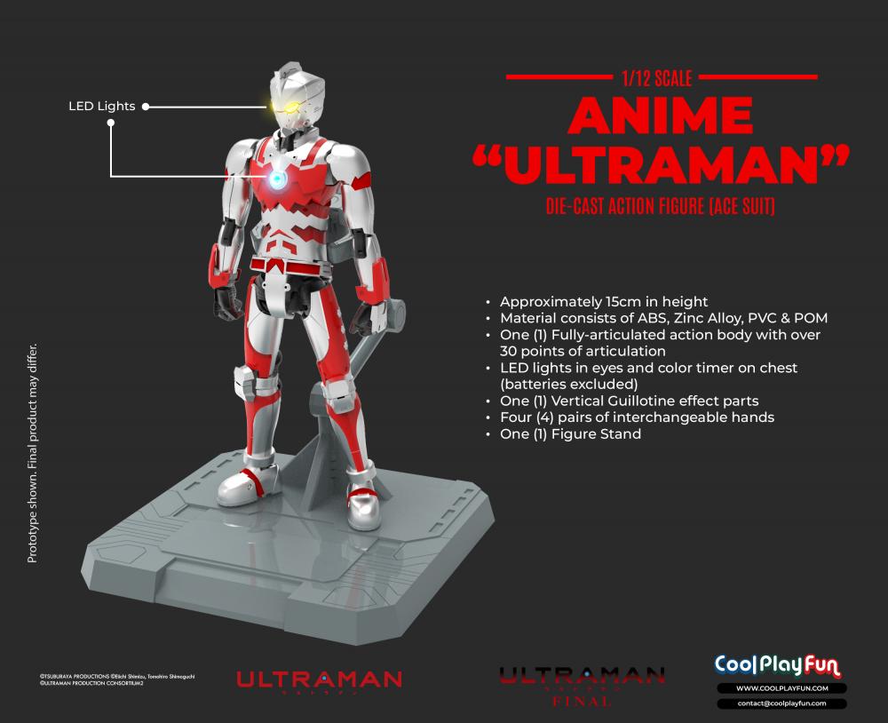 COOLPLAYFUN gibt gebietsübergreifenden Lizenzvertrag mit Tsuburaya Productions für Anime im Maßstab 1:12 bekannt "ULTRAMAN" Actionfiguren aus Druckguss