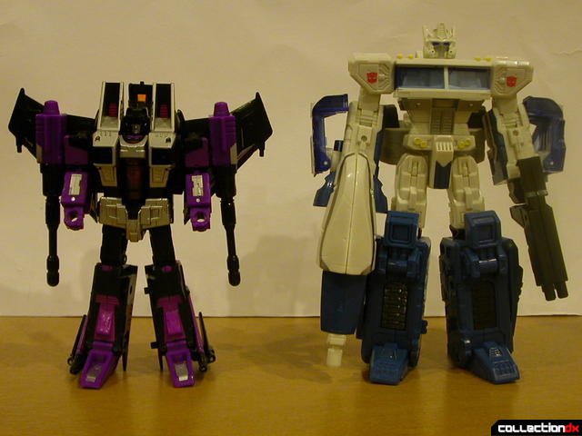 The Battle for Autobot City- Skywarp (left) and Ultra Magnus (right) stand-off