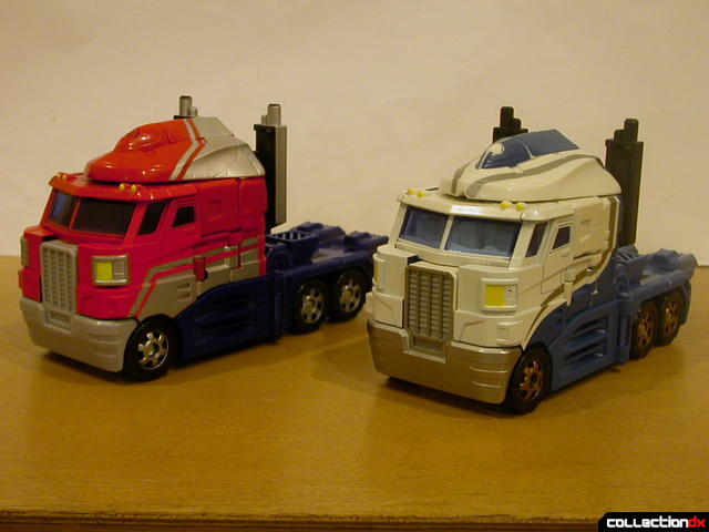 Autobots Optimus Prime (left) and Ultra Magnus (right) both in vehicle mode