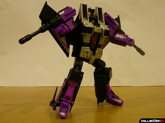 Decepticon Skywarp- robot mode posed (with missile launchers on shoulders)