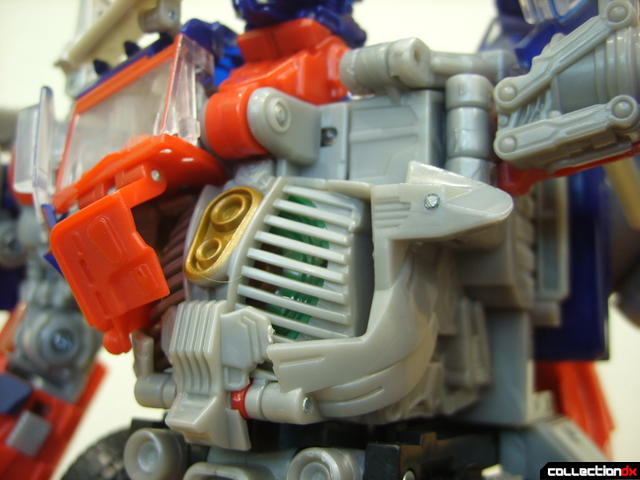 Leader-class Autobot Optimus Prime- robot mode (left chest armor raised)