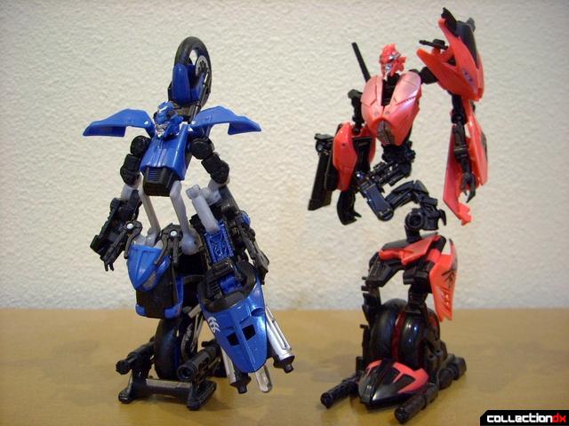 RotF Deluxe-class Autobots Chromia (L) and Arcee (R) in robot mode