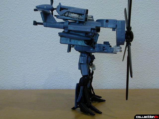 Decepticon Blackout- robot mode (rotor weapon attached, right side view)