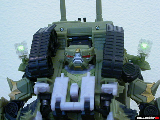 Decepticon Brawl- robot mode (missile launchers lit by green LEDs)